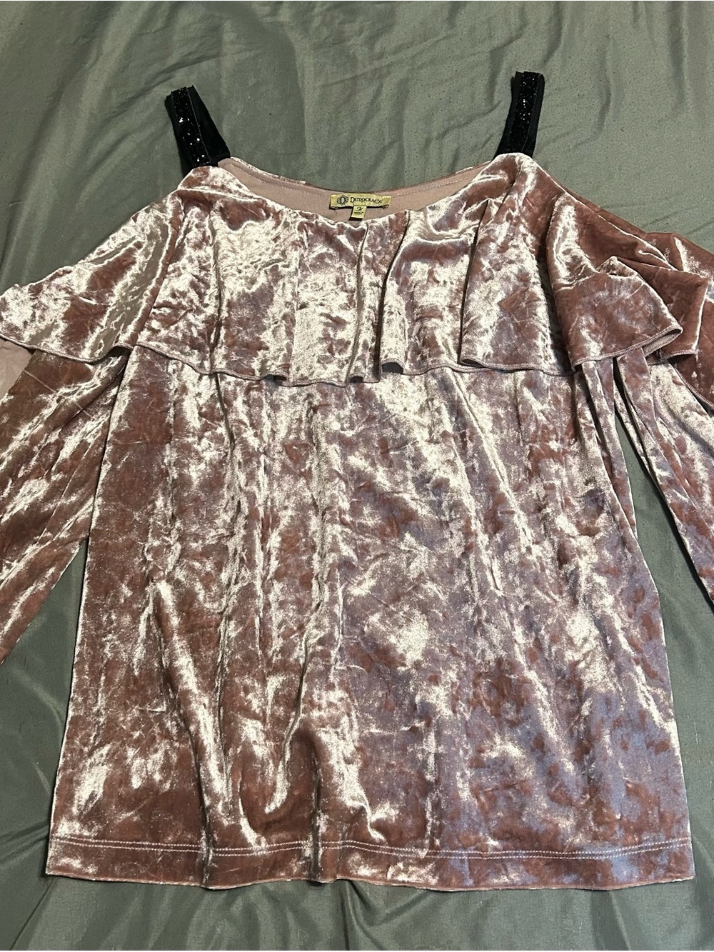 Democracy Shimmery Dusty Rose Velvet Top